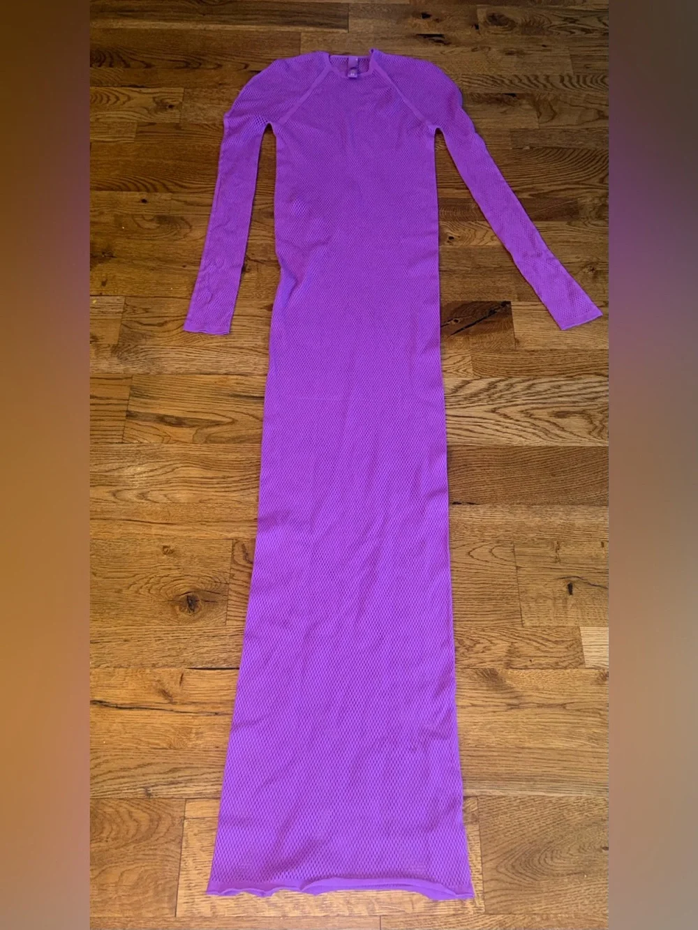 Skims. Fishnet Long Sleeve Maxi Swim Coverup. Purple. Size 2X-4X.